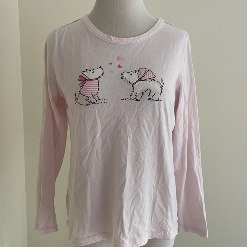 Laura Ashley long sleeve pink T-shirt with Scotty’s on the front size women’s S